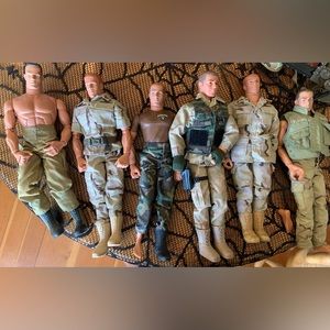 SIX Vintage GI Joes with clothes